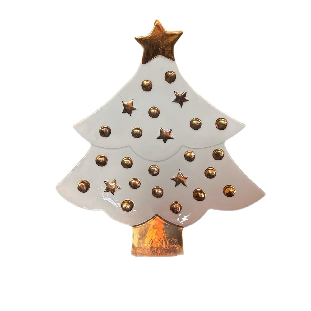 Vintage Porcelain Christmas Tree Platter, Main Course Bloomingdale's 13.5"